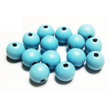 WLIANG 100 Pcs 20mm Blue Wooden Beads, Unfinished Round Bulk Spacer Wood Beads for DIY Crafts, Garlands Farmhouse Decor, Jewelry