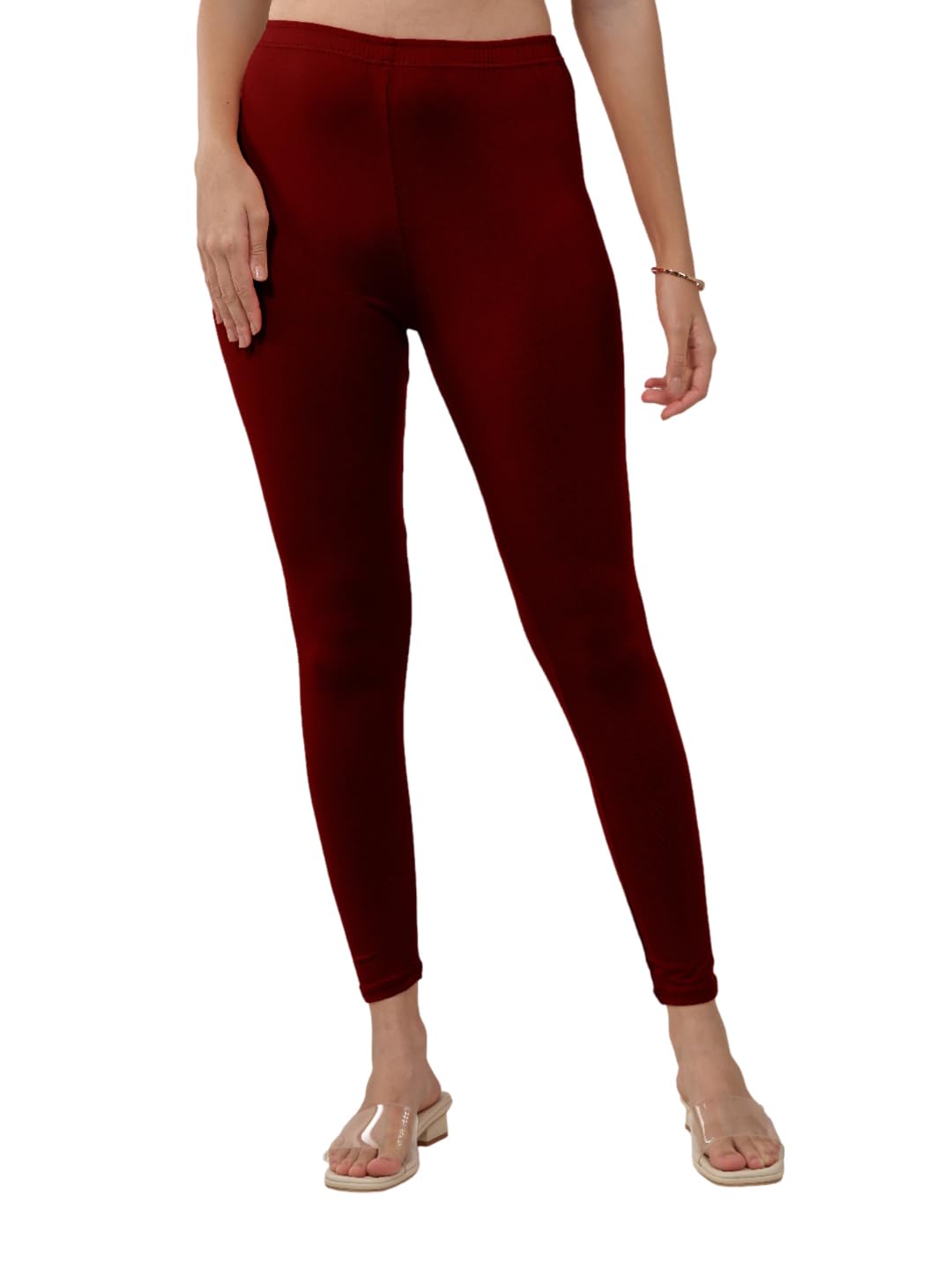 Lyra Women Solid Premium Cotton Ankle Length Leggings | Mid-Waist | Fashionwear