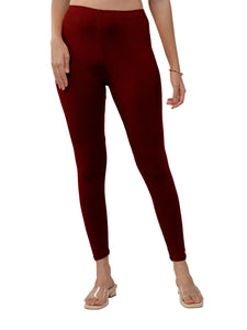 Lyra Women Solid Premium Cotton Ankle Length Leggings | Mid-Waist | Fashionwear