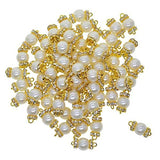 ATORSE 2x50pcs Handmade Pearl Diamante Jewelry Connector Double Bail Charms Pendants