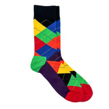 The Tie Hub Multicolor Argyle Bright Socks For Men Cotton Crew Socks