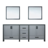 Lexora Ziva 84 in W x 22 in D Dark Grey Double Bath Vanity and 34 in Mirrors