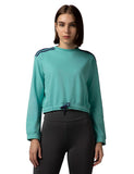 Fyltr Women'S Round Neck Drop Shoulder Sweatshirt - Full Sleeve | Elasticated Waist & Cuff | Boxy Fit | Stripe Detailing Tropical Teal,Tropical Teal,Tropical Teal,Xl