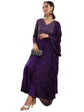 Gosriki Women'S Viscose Rayon Mukaish Work Anarkali Kurta With Pant & Dupatta (Park Violet-Nw-Gs_Xl_Violet_X-Large),Violet,,B0D1MG91TW