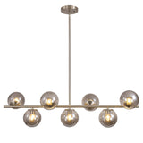 KCO Lighting Mid Century Modern 7-Light Silver Chandelier Brushed Nickel Kitchen Island Pendant Lighting Smoke Gray Glass Globe 
