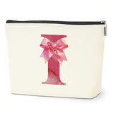 Personalized Initial Makeup Bag, Monogram Bow Travel Toiletry Make Up Bags Cute Preppy Cosmetic Bag Pouch Makeup Organizer Mothe