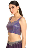 Soch Womens Indigo Sequinned Embellished Georgette Padded Blouse Indigo 38