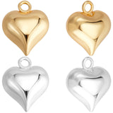 Beebeecraft 1 Box 10Pcs Heart Charms 18K Gold & 925 Sterling Silver Plated 3D Heart Dangle Pendant Charms for Mothers Day Valen