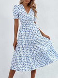 Kotty Women'S Fit And Flare Printed Dress Off White Blue,Off White BlueApparel,L