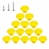 HUAMULAN 15PCS Yellow Glossy Ceramic Knobs Button Round Mushroom Cabinet Dresser Vintage Pulls Door Handles Cupboard Wardrobe Dr