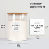 HHMJSM Large Glass Storage Jars With Airtight Bamboo Lid - 100 Fl Oz Thicken Kitchen Glass Food Storage Canister With 42 Pantry