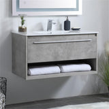 Elegant Decor Kasper 36 Single Porcelain Top Floating Bathroom Vanity In Gray