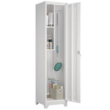 STEELIST Slim Broom Storage Cabinets, Metal Cabinet with Shelves and Hanging Rod, 15.75 W Utility Storage Cabinet with Locking D