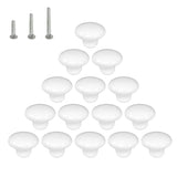 HUAMULAN 15PCS White Glossy Ceramic Knobs Button Round Mushroom Cabinet Dresser Vintage Pulls Door Handles Cupboard Wardrobe Dra