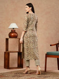 Gosriki Women'S Cotton Blend Straight Printed Kurta With Pant (Gattu Beige-Gs_L_Beige_Large),Beige,,B0CSG65631
