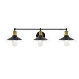 Living District Etude 3-Light Mid-Century Metal Wall Sconce In Brass And Black