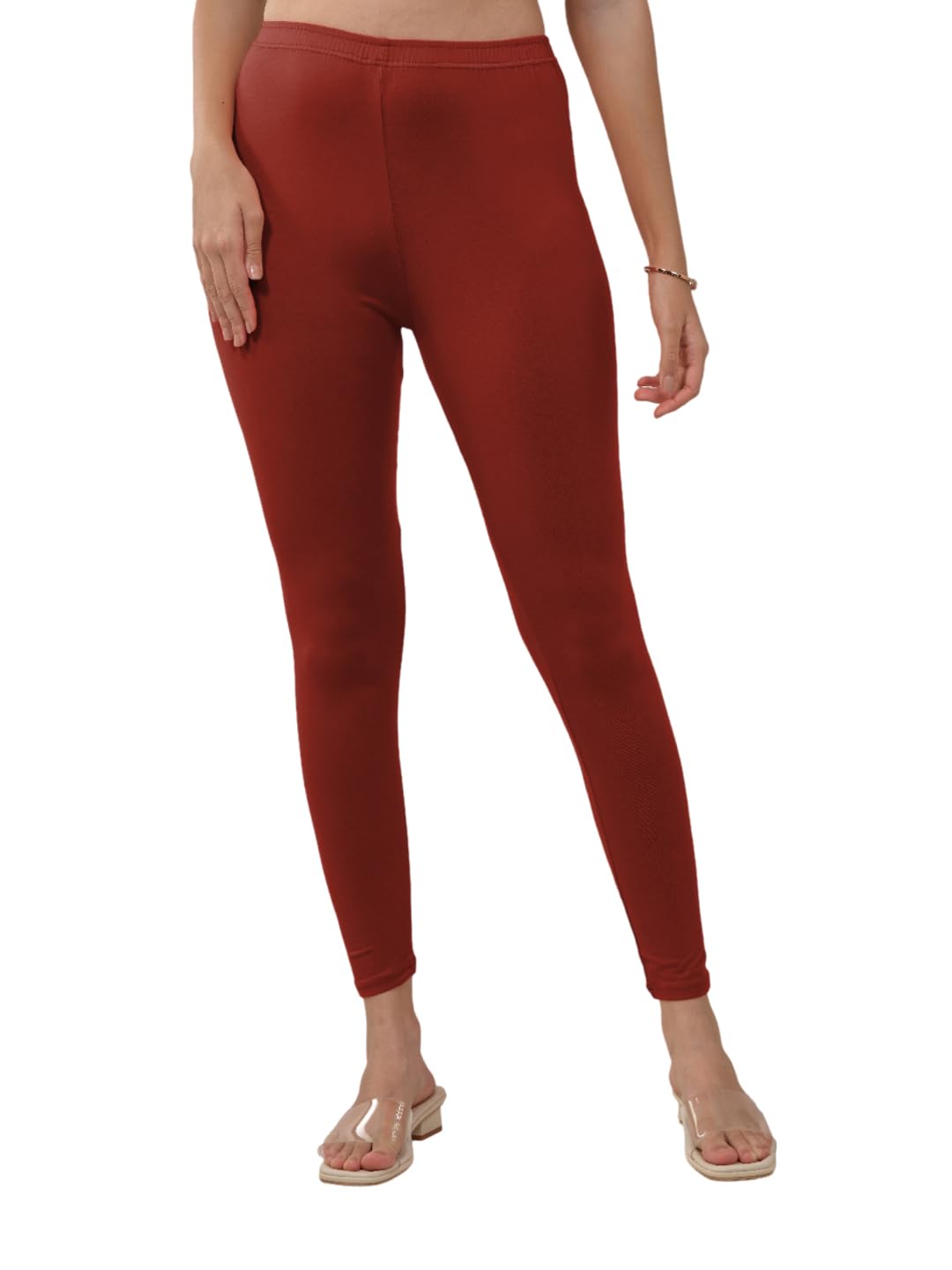 Lyra Women Solid Premium Cotton Ankle Length Leggings | Mid-Waist | Fashionwear