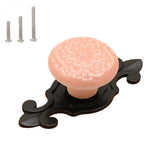 HUAMULAN 10 Pack Retro Ceramic Knobs Vintage Dresser Kitchen Petal Cabinet Pulls Cupboard Wardrobe Drawer Handles, Black Base Ba