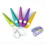 BINWISH Decorative Paper Edge Scissors Set, 5 pairs Zig Zag Edges with Portable Organizing Container, great for DIY Paper Wavy E