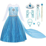 Princess Costumes for Girls Dress Up Clothes for Little Girls Toddler Costume with Accessories Crown Christmas Birthday Party 5-