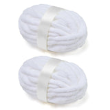 Chunky Chenille Yarn for Crocheting/Arm Knitting, Super Soft Jumbo Knit Blanket Yarn White 2 Pack (32 yds, 8.5 oz Each Pack)