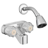 Dura Faucet Economical Shower Faucet with Diverter, Shower Head with Arm, Crystal Acrylic Knobs (Chrome Polished)