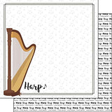 Scrapbook Customs Harp Notes Music (38761) 12 inch x 12 inch DoubleSided Scrapbook Paper 1 Sheet