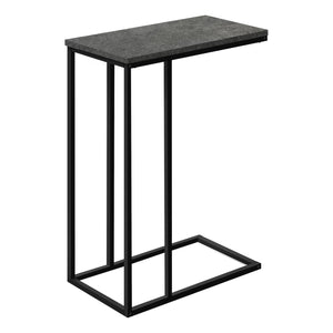 Monarch Specialties 3765 Accent Table, C-Shaped, End, Side, Snack, Living Room, Bedroom, Metal, Laminate, Black, Contemporary, Modern Table-25 H/Grey Stone-Look, 15.75' L X 9.45' W X 24' H