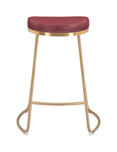 Bree Counter Stool (Set Of 2) Burgundy & Gold