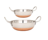 Shopsidex Copper Bottom kadhai Stainless Steel Kadhai kadhai Pot Pans for Frying (Copper Bottom