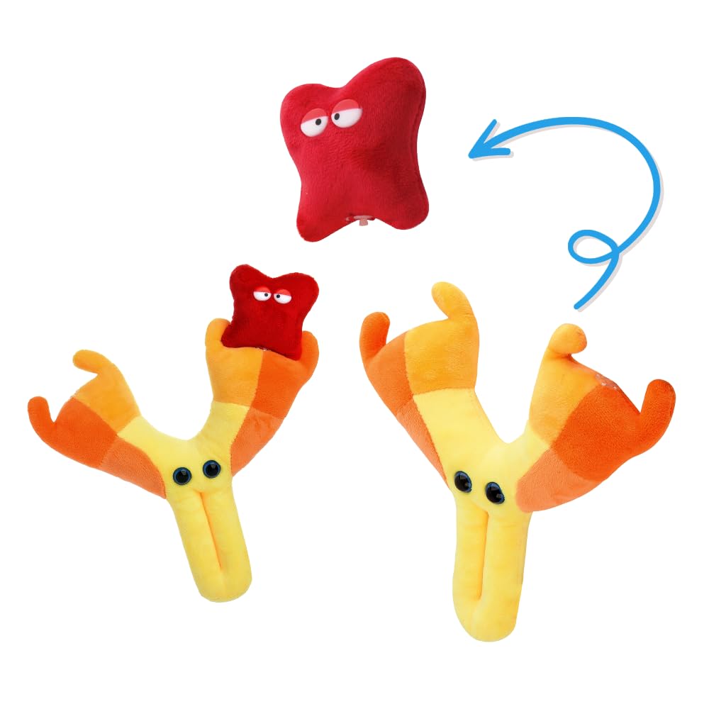 GIANTmicrobes Antibody Plush - Educational Get Well Gift, Makes Science Fun, includes Removable Antigen and Information Card, He