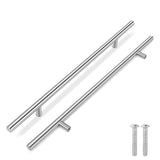 Flexzion 5 Pack Kitchen Cabinet Handles Silver Drawer Pulls 20 inch, 12.5 inch Hole Center, Stainless Steel T Bar with Satin Bru