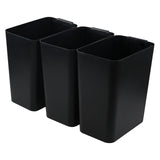 Farmoon 3 Pack Plastic Trash Can, 16l Open Top Garbage Can, Black Waste Basket for Office