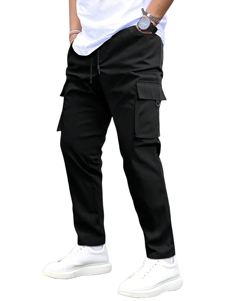 Anni Designer Men'S Pure Cotton Casual Regular Fit Cargo With 4 Pockets (Kargo Black_M_Black_Medium),Black,M
