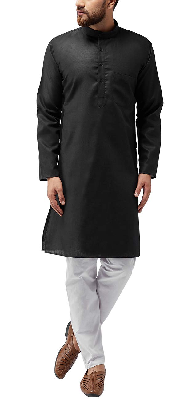 Sojanya (Since 1958 Men'S Black Cotton Blend Only Long Kurta Size: M