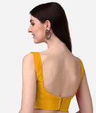 Pujia Mills Women'S Deep Neck Silk Sleeveless Readymade Blouse (Yellow, 34)