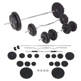 Vidaxl Barbell And Dumbbell Set - Versatile 198.4 Lb Weight Training Set, Adjustable Cement Plates, Full Home Gym Equipment, Includes Star Locks And Other Accessories