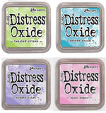 Tim Holtz Ranger Distress Oxide Ink Bundle Four 3 x 3 Pads (L Lights : Twisted Citron, Broken China, Shaded Lilac, and Spu