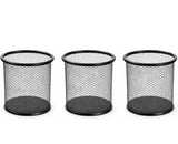 Mamajinx Pen Stand/Pencil Holder for Office, Black Metal Mesh & Study Table Desk Organizer (Iron Wire Mesh) Combo Pack of 3