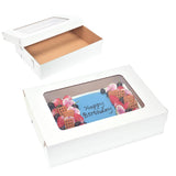 JJO 6 Pack 20x14x5 Inches Sheet Cake Box with Window Large Bakery Boxes Corrugated Rectangle Cake Boxes for 18x12 Inch Quarter S