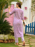 Anni Designer Women'S Cotton Blend Straight Printed Kurta With Pant (Nede-Purple_S_Purple_Small),Purple,S,Cotton Blend,Regular,Kurta