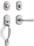 SORWDUERM 1 Pack Brushed Nickel Front Door Handle and Deadbolt Set Reversible Lever Entry Lock Handleset with Key Single Cylinde