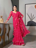 Womanista Womens Leheriya Poly Georgette Saree (Ti5103A_Pink)