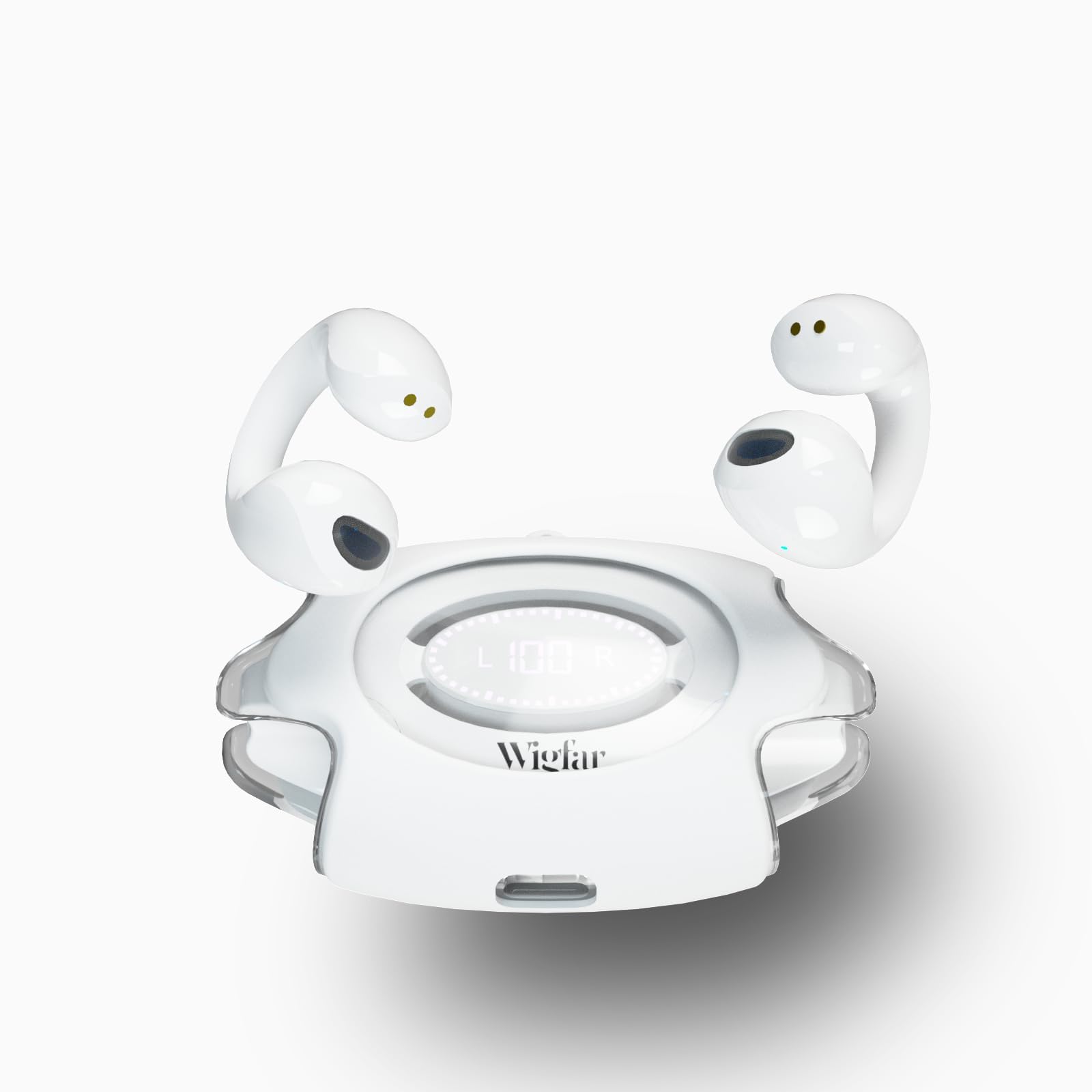 Wigfar Open Ear Headphones True Wireless Bluetooth Headphones, Ear Clip Earbuds,Sweat Resistant,Fast Charging,24HRS Playtime,Ope