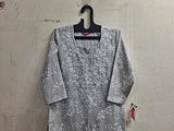 Gosriki Women'S Cotton Blend Straight Chikankari Embroidered Kurta (Sutlej-Grey-Nw-Gs_Xxl_Grey_Xx-Large),Grey,2,B0CBPQXS14