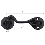 (5 Pack) Raswik 4 Privacy Hook And Eye Latch Easy Lock For Barn Door, Black