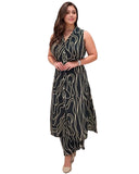 Anni Designer Women'S Rayon Viscose A-Line Printed Kurta With Palazzo (Vepari Black_Xxl_Black_Xx-Large),Black,2XL