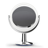 SuperGlow 9 Round Shaped Dual-sided Lighted Makeup Mirror, 1X/5X Magnifying Vanity Mirror, Brightness 1000Lux, 360 Degree Rotati