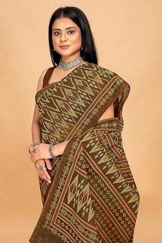 Tamaira Fashion Women'S Plain Cotton Saree (11541_Coffee