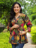 Patlani Women'S Rayon Digital Floral Printed Full Stitched Multicolored Top. Pink Xl